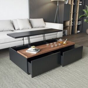 Coffee Table - 40 x 50 x 100 cm - Black & Wood - CT1