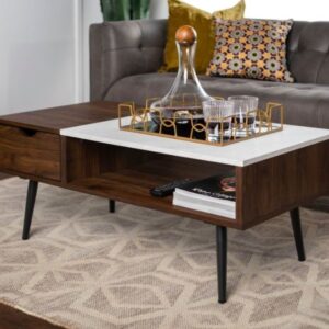 Coffee Table - 40 x 50 x 100 cm - Wood & White - CT19