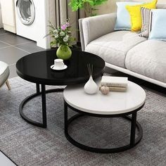Coffee Table - 40/50 x 70/50 cm - White & Black - CT20