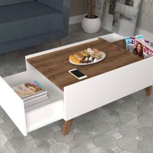 Coffee Table - 40 x 50 x 100 cm - White & Wood - CT24