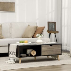 Coffee Table - 40 x 50 x 100 cm - Black & Wood - CT26