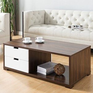 Coffee Table - 40 x 50 x 100 cm - White & Wood - CT29