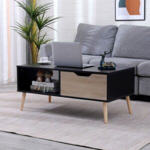 Coffee Table - 40 x 50 x 100 cm - Black & Wood - CT7
