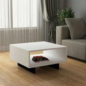 Coffee Table - 40 x 70 x 70 cm - White & Black - CT9