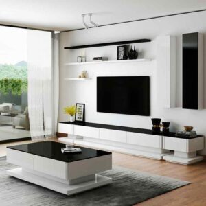 Table Set - 40 x 50 x 100 cm - White & Wood - GLR6