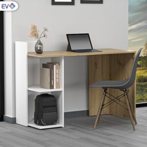 Desk - 80 x 120 x 50 cm - White & Wood - MA15