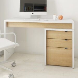 Desk - 80 x 120 x 50 cm - White & Wood - MA2