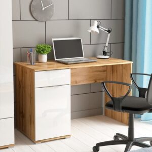 Desk - 80 x 120 x 50 cm - White & Wood - MA21