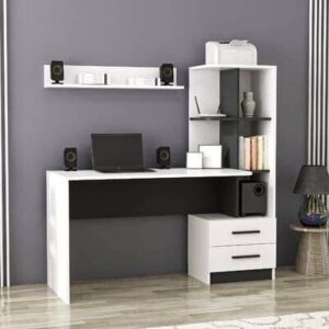 Desk - 160 x 120 x 50 cm - White & Black - MA22