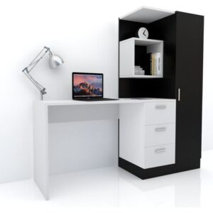 Desk - 160 x 120 x 50 cm - White & Black - MA24