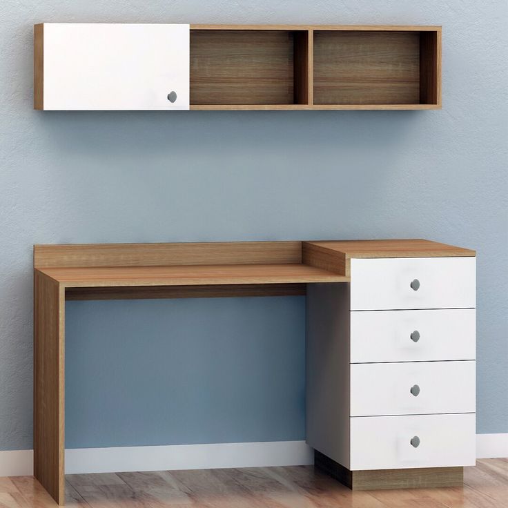 Desk - 80 x 120 x 50 cm - White & Wood - MA26