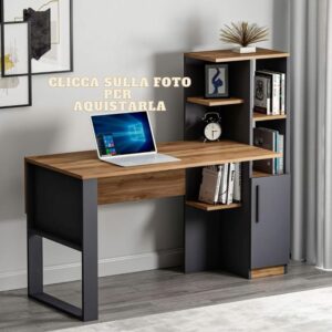 Desk - 160 x 120 x 50 cm - Black & Wood - MA4
