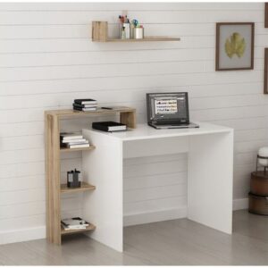 Desk - 80 x 120 x 50 cm - White & Wood - MA7