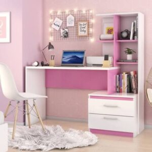 Desk - 160 x 120 x 50 cm - White & Pink - MA9