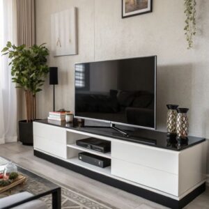 Tv Unit - 50 x 40 x 180 cm - Black & White - MT108