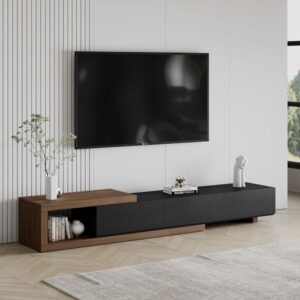 Tv Unit - 40 x 35 x 240 cm - Black & Wood - MT12