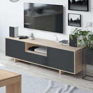 Tv Unit - 50 x 35 x 150 cm - Grey & Wood - MT16