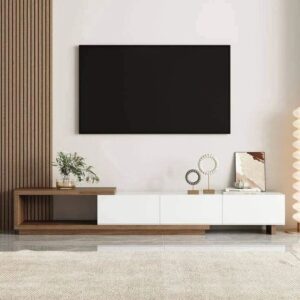 Tv Unit - 40 x 35 x 200 cm - White & Wood - MT21