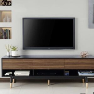 Tv Unit - 50 x 35 x 150 cm - Black & Wood - MT29