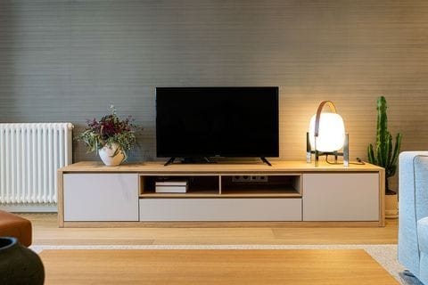 Tv Unit - 40 x 35 x 160 cm - White & Wood - MT33