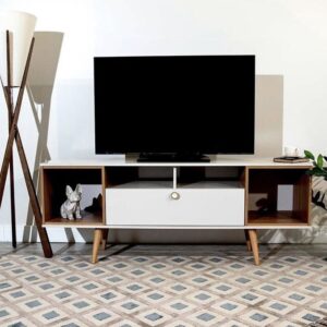 Tv Unit - 50 x 40 x 150 cm - White & Wood - MT37