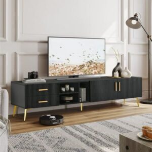Tv Unit - 50 x 40 x 180 cm - Black & Gold - MT48