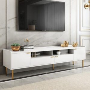 Tv Unit - 50 x 40 x 200 cm - White & Gold - MT63