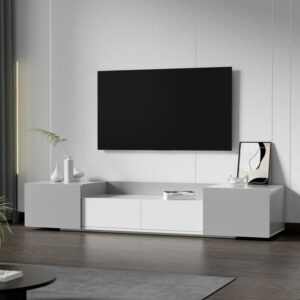 Tv Unit - 40 x 35 x 180 cm - Light Grey & White - MT7