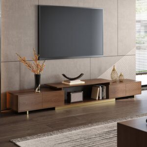 Tv Unit - 50 x 40 x 250 cm - Wood & Gold - MT82