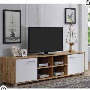 Tv Unit - 40 x 40 x 250 cm - Black & Wood - MT92