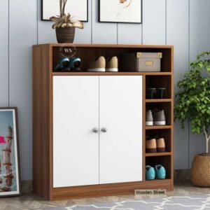 Shoe Rack - 110 x 90 x 40 cm - White & Wood - SC23