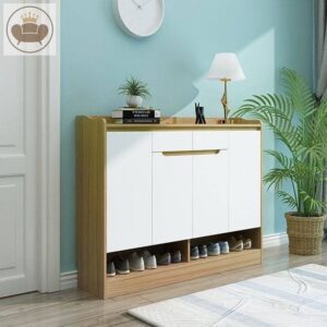 Shoe Rack - 110 x 140 x 40 cm - White & Wood - SC25