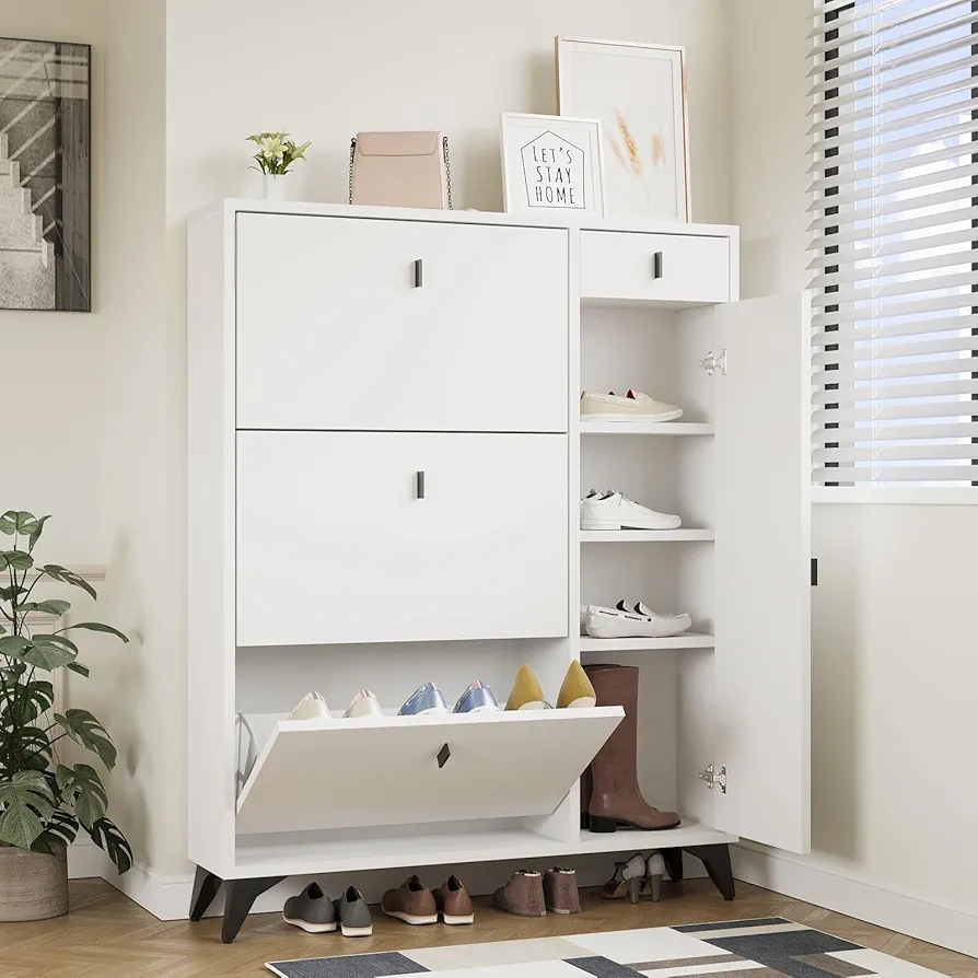 Shoe Rack - 125 x 100 x 30 cm - White - SC27