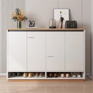 Shoe Rack - 100 x 140 x 40 cm - White & Wood - SC3