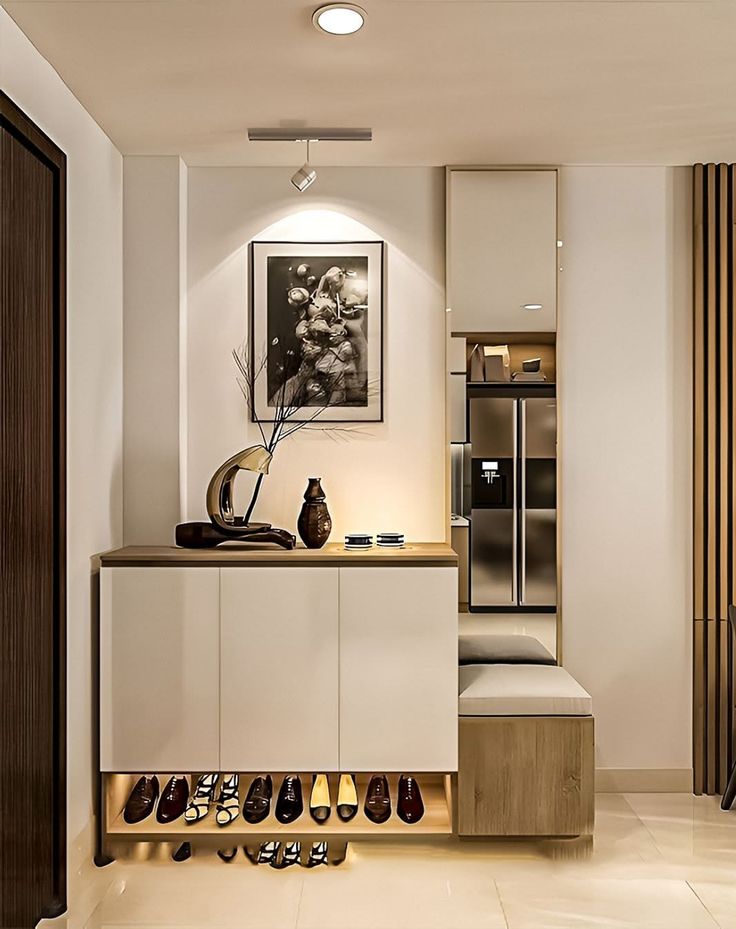 Shoe Rack - 120 x 120 x 40 cm - White & Wood - SC4