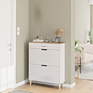 Shoe Rack - 95 x 80 x 30 cm - White Wood - SC44