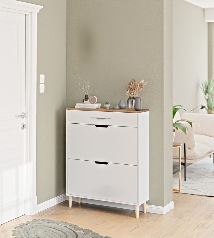 Shoe Rack - 95 x 80 x 30 cm - White Wood - SC44