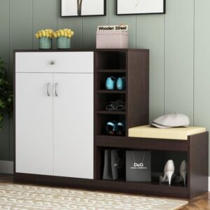 Shoe Rack - 110 x 140 x 40 cm - Burnt Wood & White - SC46