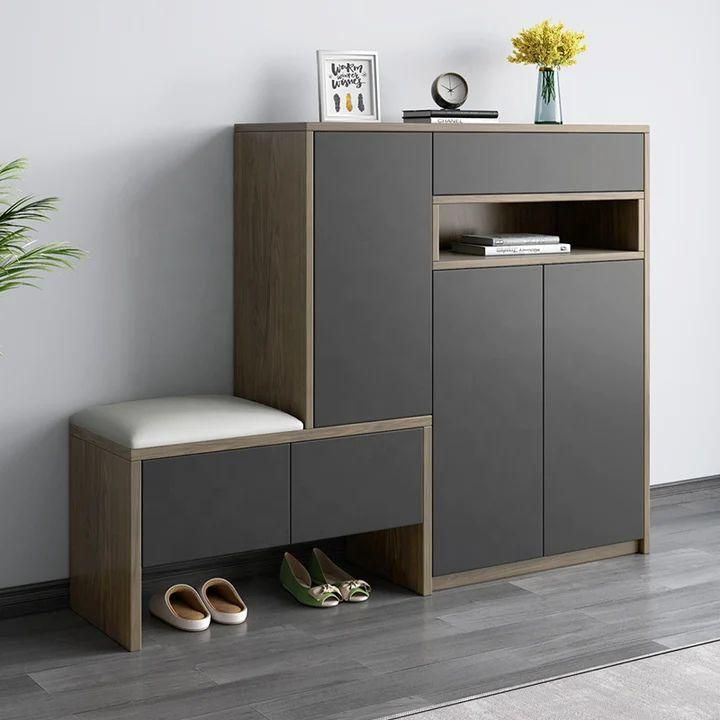 Shoe Rack - 110 x 140 x 35 cm - Grey & Wood - SC5