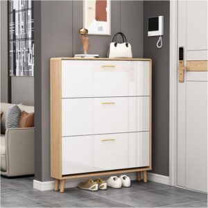 Shoe Rack - 110 x 80 x 30 cm - White & Wood - SC53