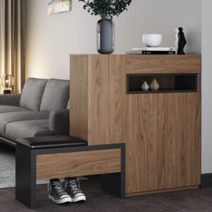 Shoe Rack - 110 x 140 x 35 cm - Black & Wood - SC62