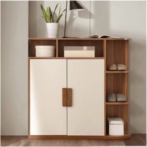 Shoe Rack - 100 x 100 x 35 cm - White & Wood - SC63