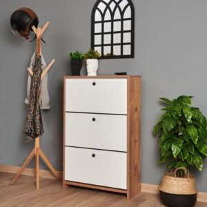 Shoe Rack - 110 x 70 x 30 cm - White & Wood - SC64