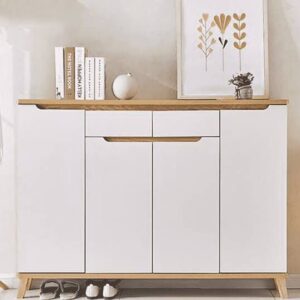 Shoe Rack - 110 x 140 x 40 cm - White & Wood - SC7