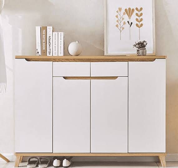 Shoe Rack - 110 x 140 x 40 cm - White & Wood - SC7