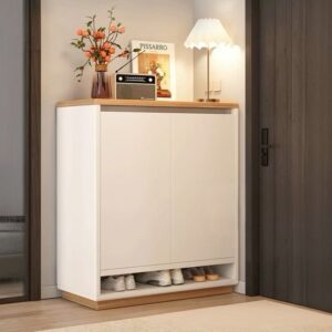 Shoe Rack - 110 x 90 x 40 cm - White & Wood - SC75