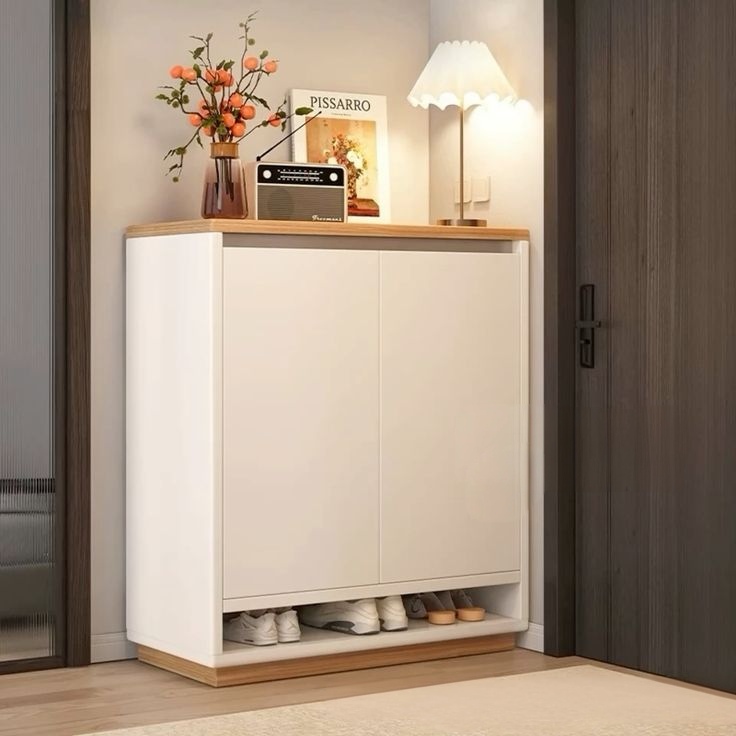 Shoe Rack - 110 x 90 x 40 cm - White & Wood - SC75