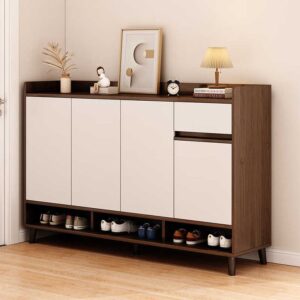 Shoe Rack - 110 x 160 x 40 cm - White & Wood - SC85