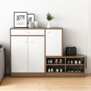 Shoe Rack - 110 x 150 x 40 cm - White & Wood - SC88