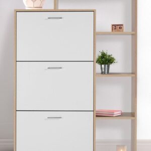 Shoe Rack - 110 x 80 x 40 cm - White & Wood - SC9